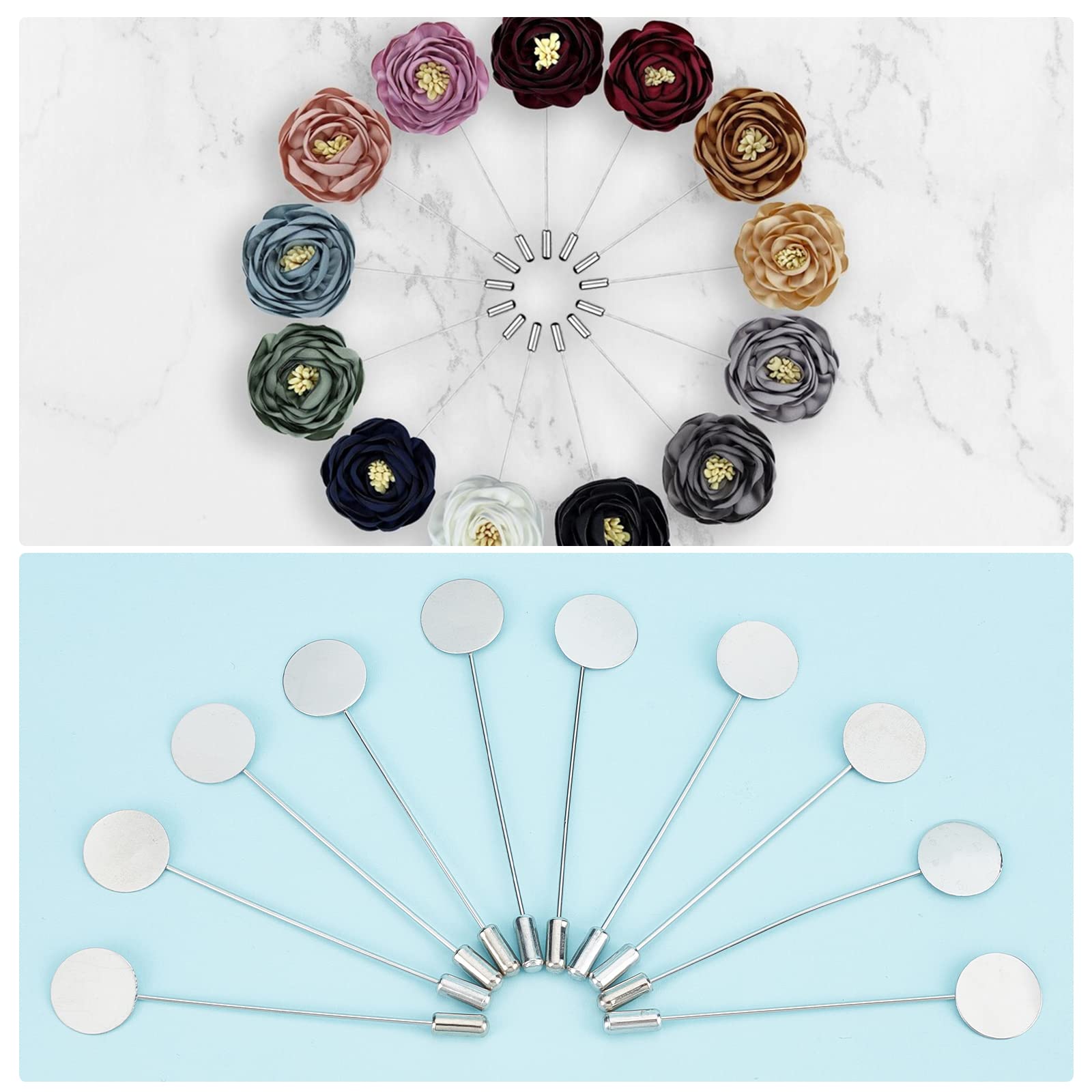 SUNNYCLUE Lot De 60 Broches Rondes Plates En Laiton Doré Et Argent – Plateau De Sécurité Pour DIY Bijoux, Costumes, Cravates Et Créations Artisanales