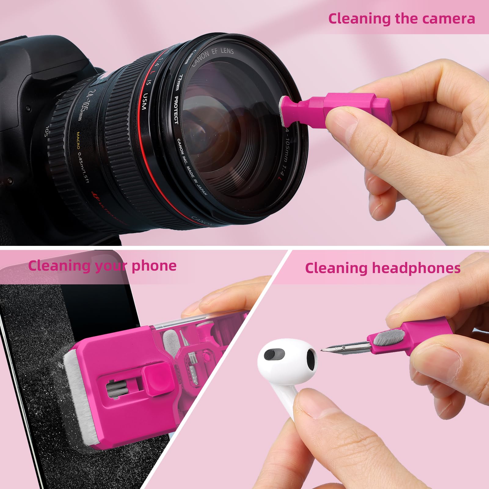 Keyboard Cleaning Kit Laptop Cleaner, 10-in-1 Computer Screen Cleaning Brush Tool, Multi-Function PC Electronic Cleaner Kit Spray for iPad iPhone Pro, Earbuds, Camera Monitor, All-in-one with Patent