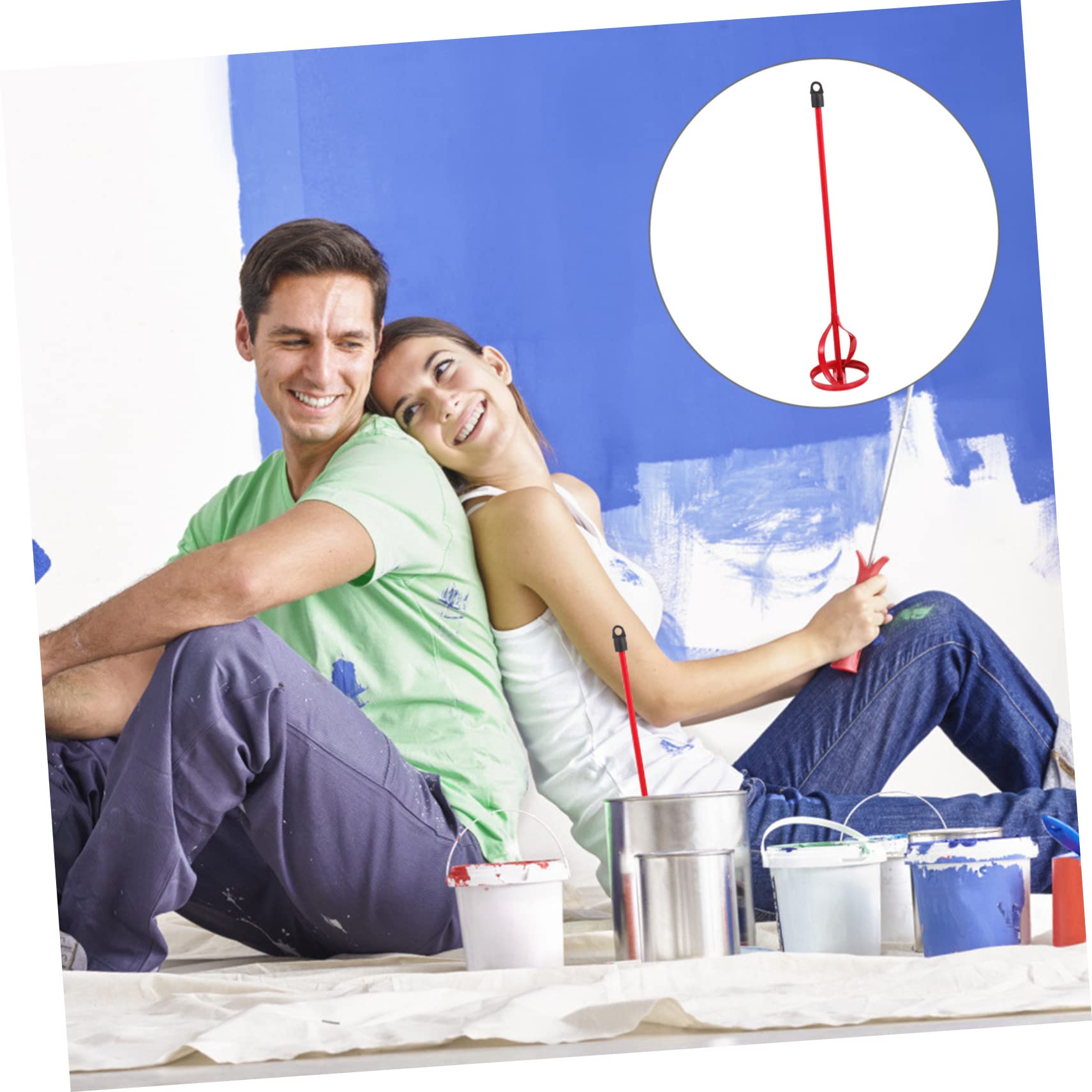 Mikikit Paint Stirrer Set 2pcs Red for Concrete Paint Coating Mixer Attachment for Drill