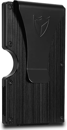 DONWORD Minimalist Wallet for Men RFID Blocking Aluminum Wallet Carbon Fiber Card Case Metal Wallet Minimalist Front Pocket Card Holder Cash Strap