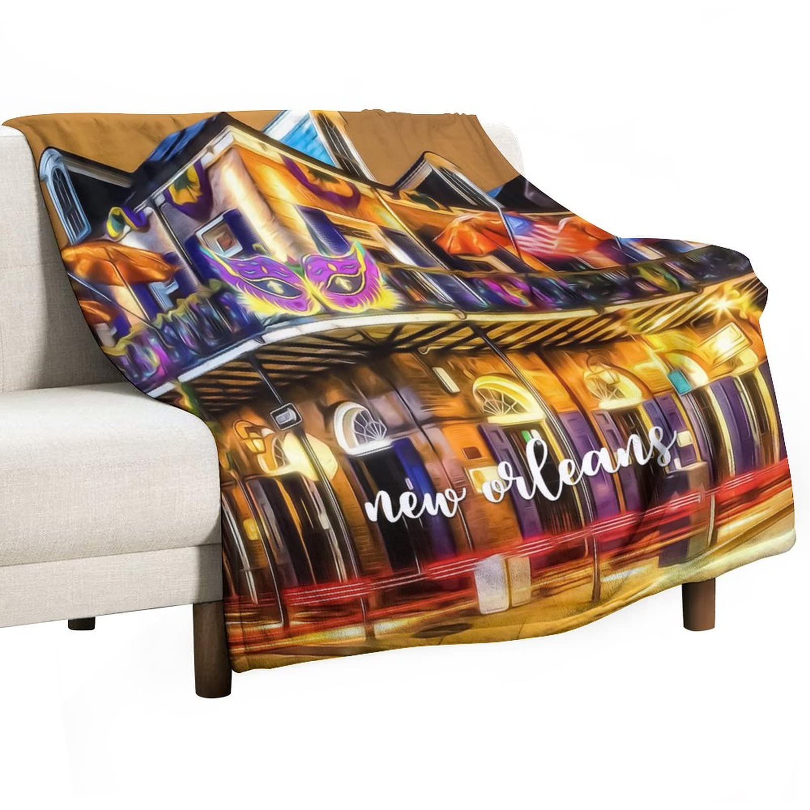 Couverture New Orleans paysages urbains pour un hiver cosy sur le canapé des enfants et adultes