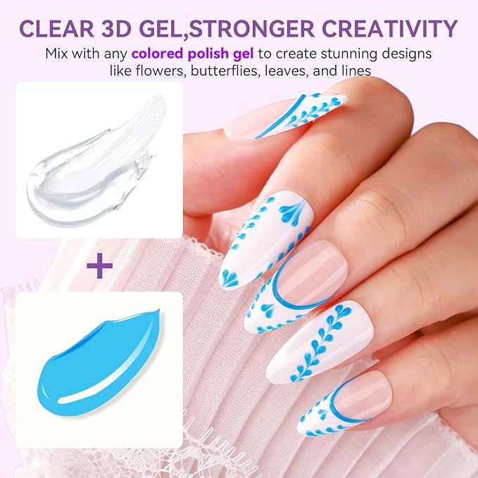 Makartt Gel 3D para Uñas Transparente 8ml para Arte en Uñas miniatura 3
