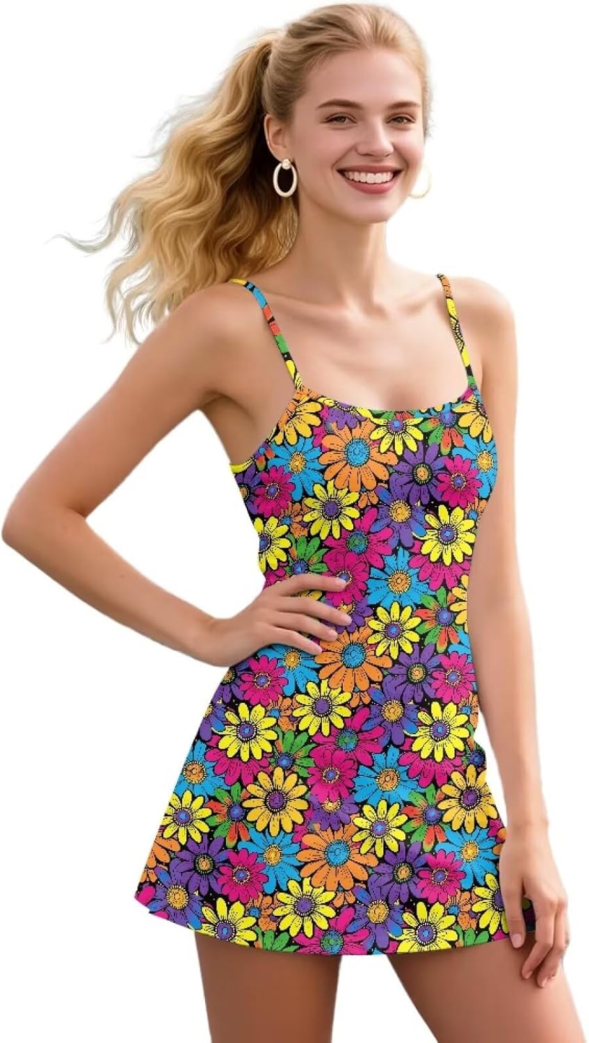 Womens Tennis Dress,Athletic Dress with Built-in Shorts Pockets Golf Outfits for Workout Summer Dresses for Women