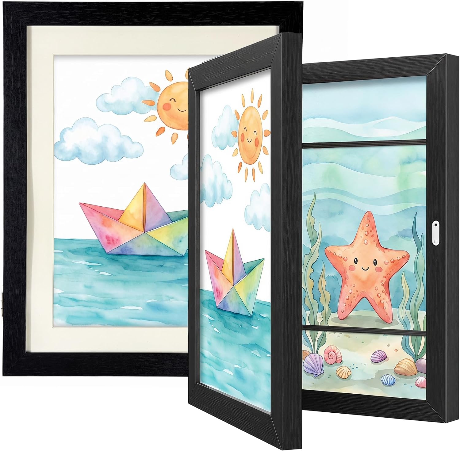 2-Pack 8.5x11 Front-Open Kids Art Frames, White,for Wall & Crafts.