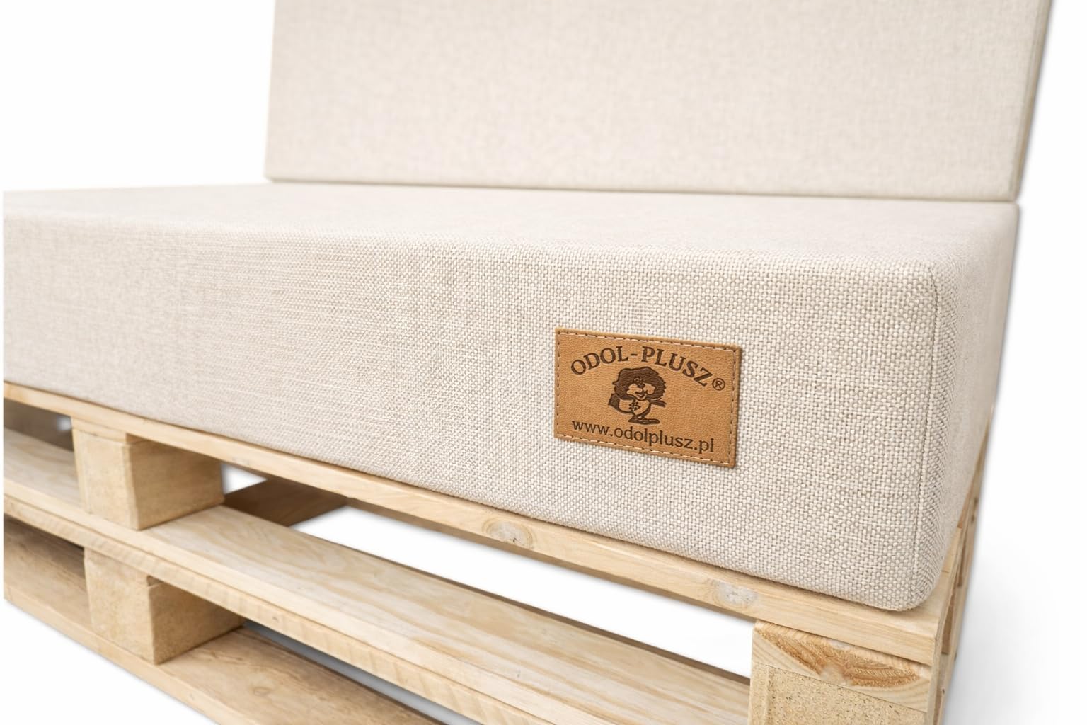Odolplusz ODOL-PLUSZ Lot de 2 coussins pour palettes, avec housse amovible, coussin d'assise pour palettes européennes 120 x 80 cm, dossier 120 x 40 cm, beige clair