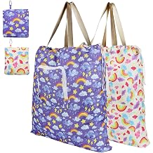 Foldable Travel Laundry Bag with Handle and Drawstring, 2 Pack Expandable Dirty Clothes Bags with Aluminum Carabiner and Zipper, Lightweight Laundry Hamper Liner for Travel, Camp, 20*19 inch
