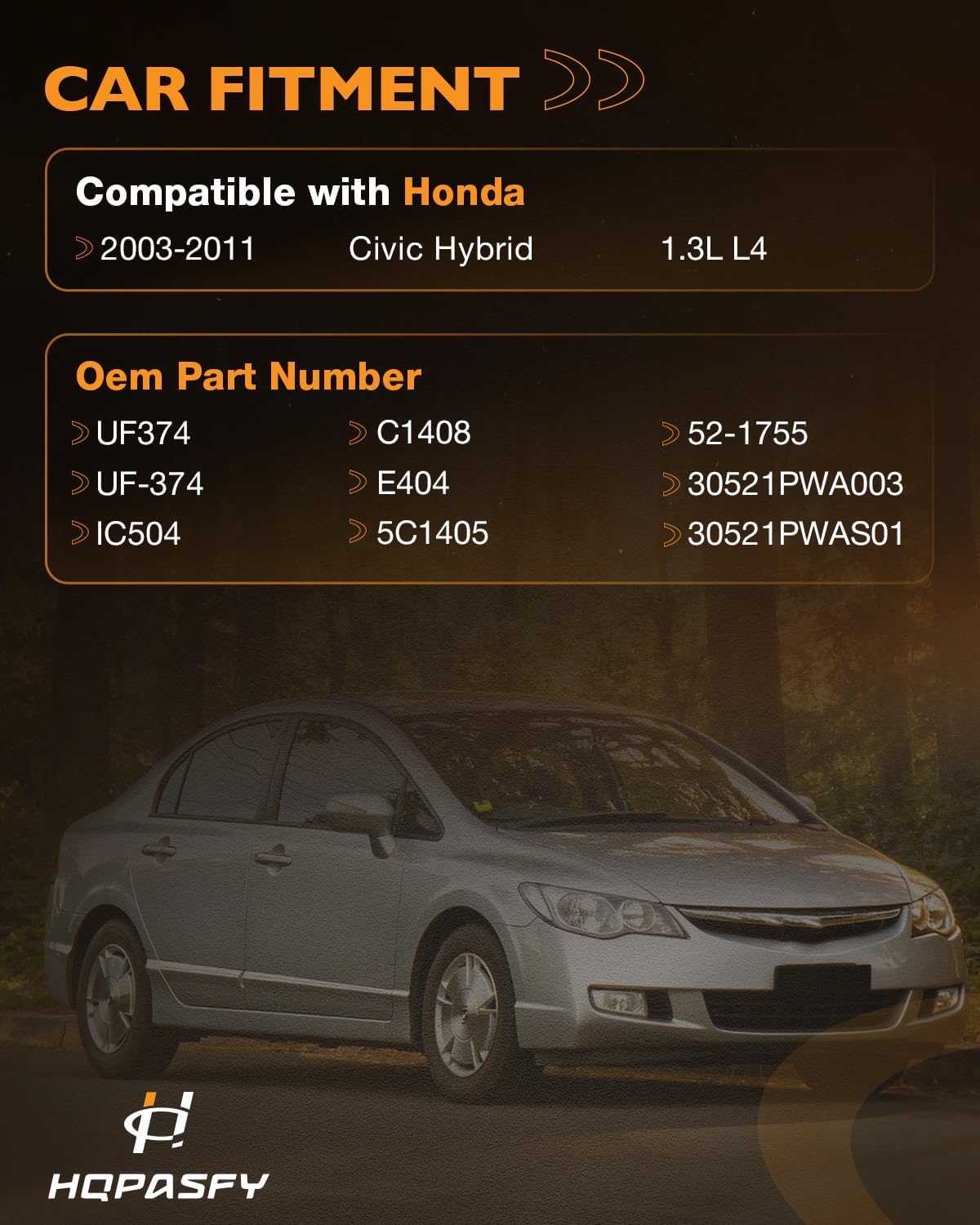 UF374 Ignition Coil Set of 8 Compatible with 2003-2011 Honda Civic Hybrid 1.3L L4. Replace UF-374, 30521PWAS01, E404