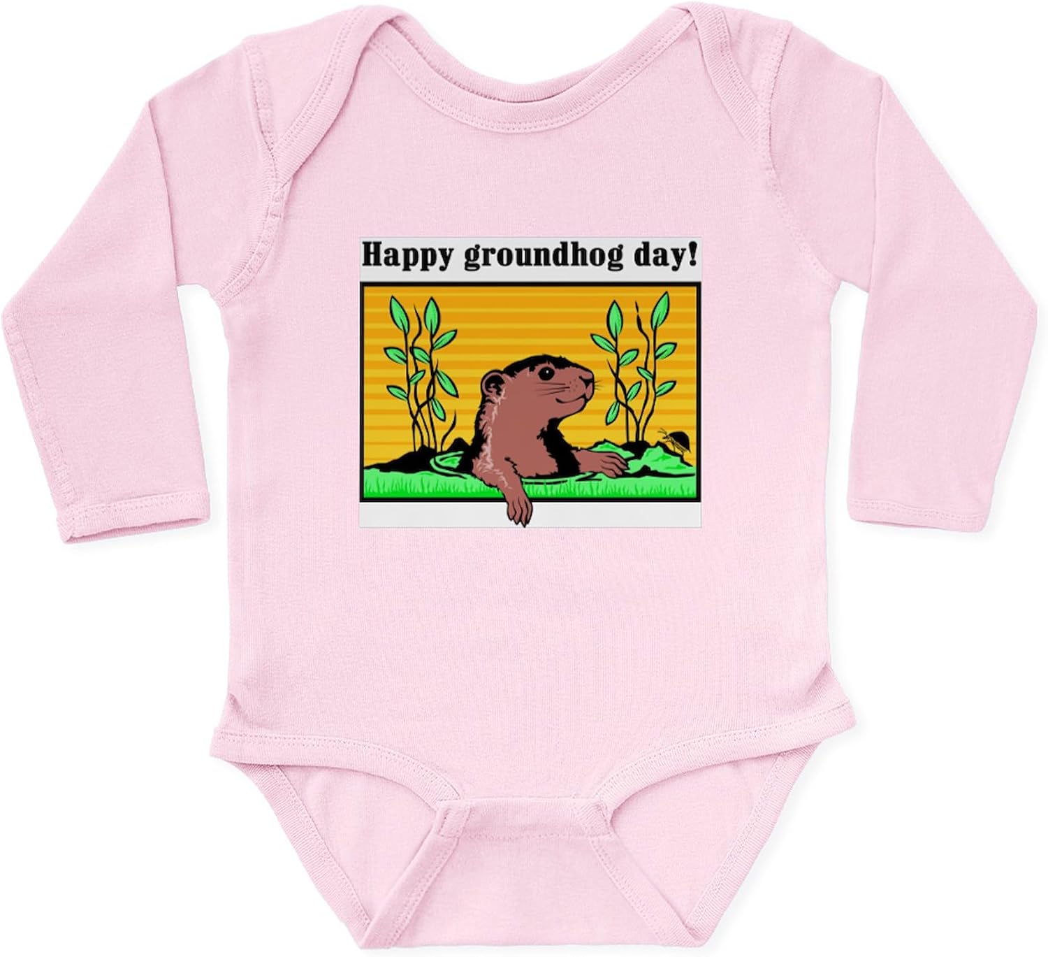 CafePress Happy Groundhog Day! Infant Creeper Body Suit Cute Long Sleeve Infant Baby Bodysuit Romper