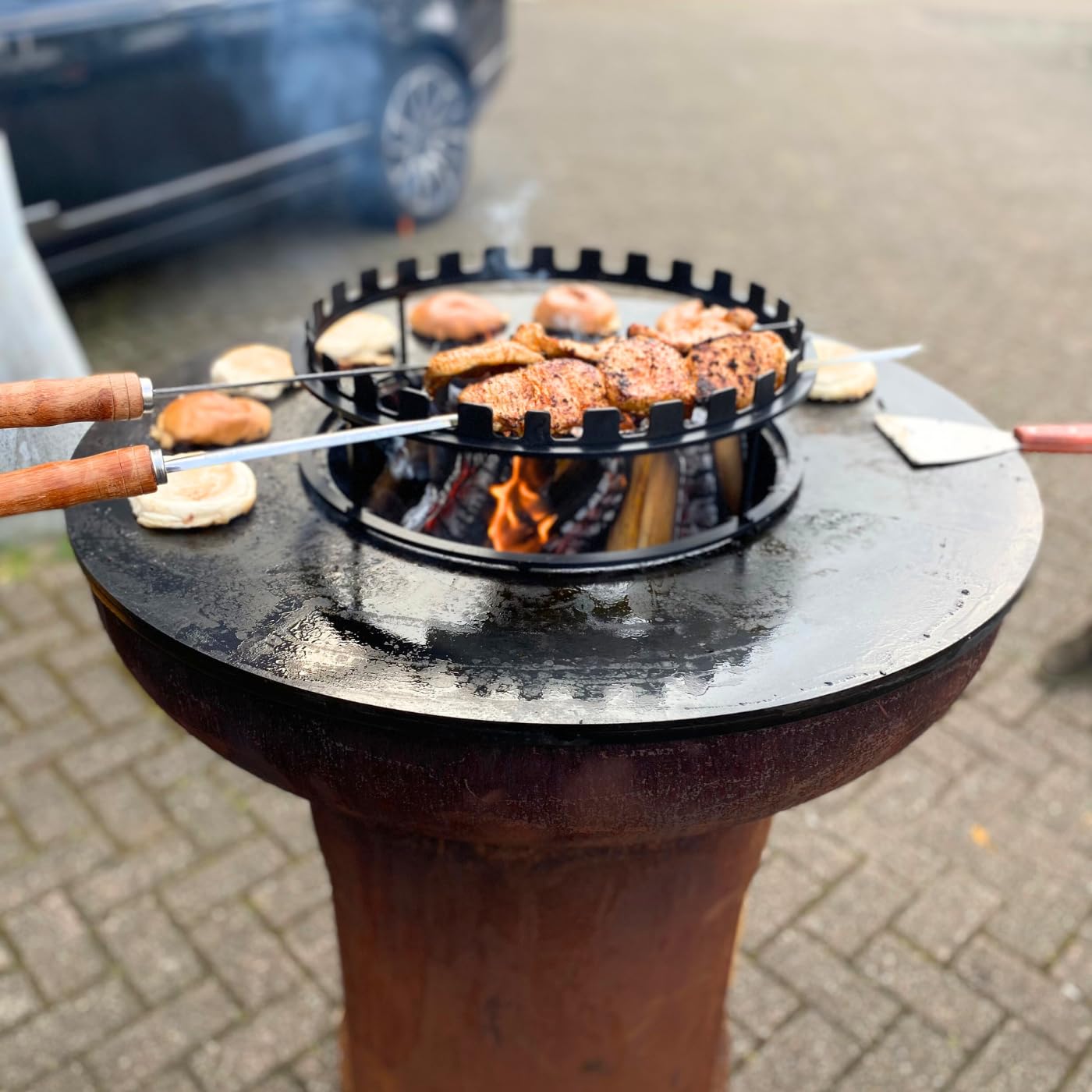 BonFeu Support pour BonPlancha - Acier - Cuisine d'extérieur avec brasero BonFeu (Ø 100 cm)