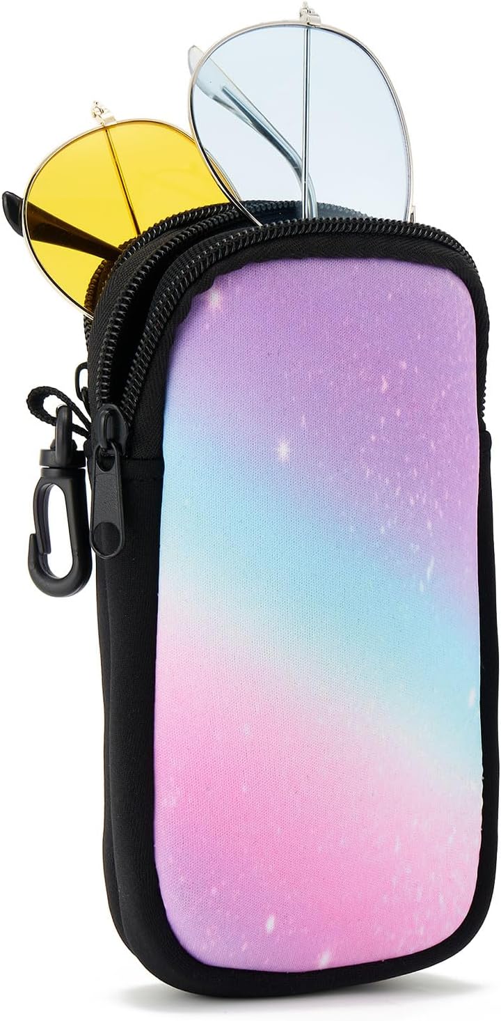 WOZEAH Double Eyeglass Case with 2 Compartments, Travel Eyewear Organizer for Two Pairs of Glasses
