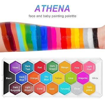 AOLIKOKO 22 Colors Face & Body Paint Palette Kit,Halloween Makeup Kit, face painting kit professional,with 10 Brushes+30 pcs Stickers,Ideal for Halloween Cosplay Party SFX Arty Stage Makeup(22-Colors)