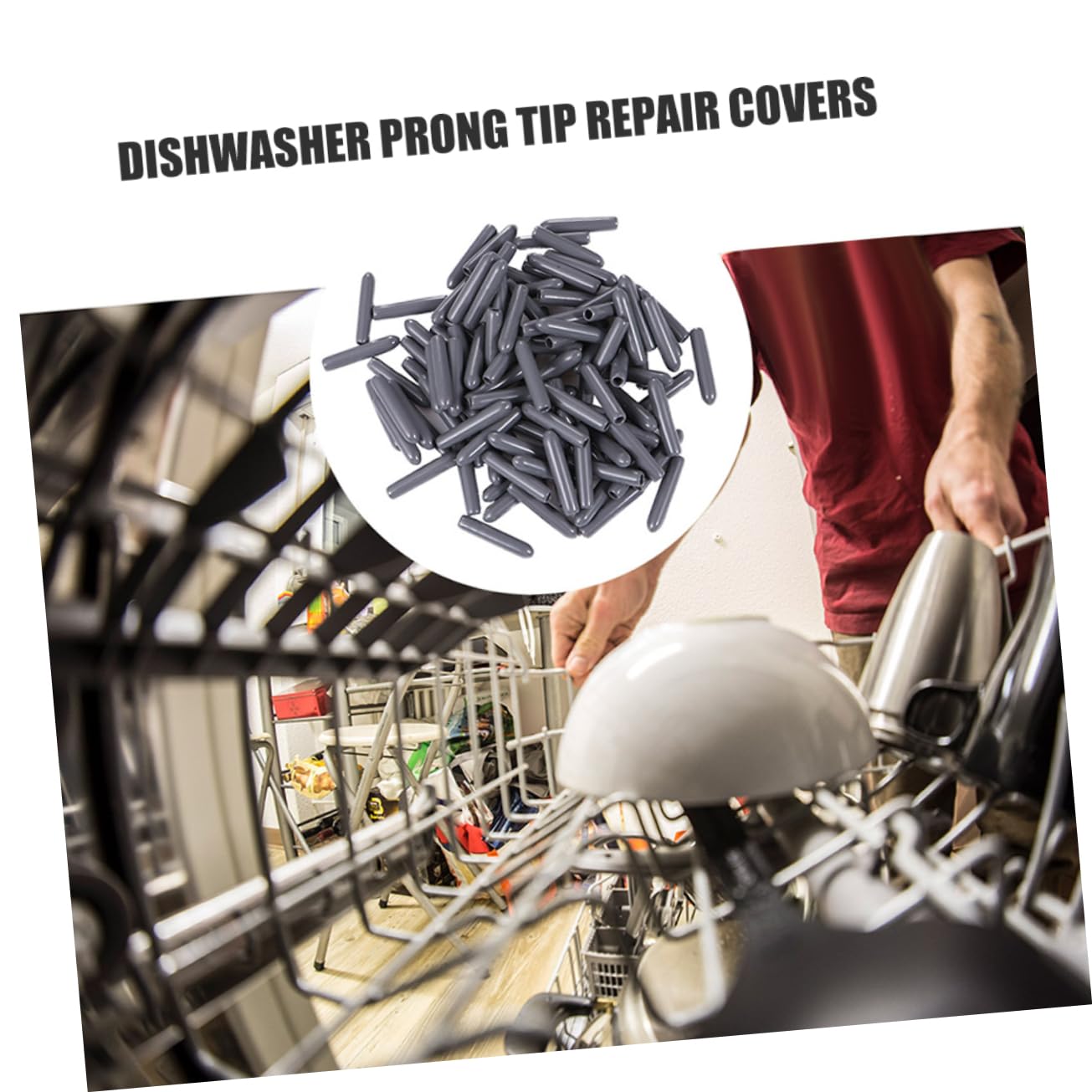 100pcs Dishwasher Tip Caps Plastic Covers for Dishwasher Prongs Easy Installation Versatile Protection for Multiple Models Keeps Clean Extends Lifespan