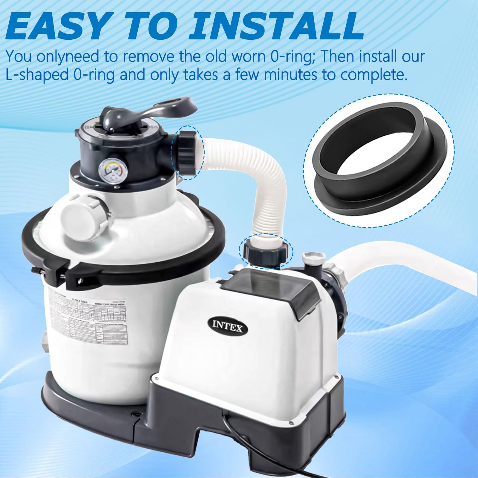 Be In Your Mind 5 pezzi di ricambio 11412 pompa filtro piscina L-Shape O-Ring compatibile con motore pompa filtro a sabbia Intex 26323CA, 26323EH, 26331CA, 26331EH, 26337EH