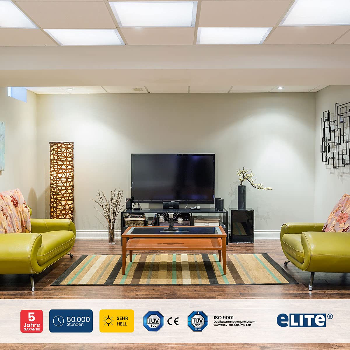 eLITe Backlight LED Panel 40W Farbwahl 4000lm 60x60cm weiß UGR<19 nicht dimmbar, flackerfrei, 1 Stück