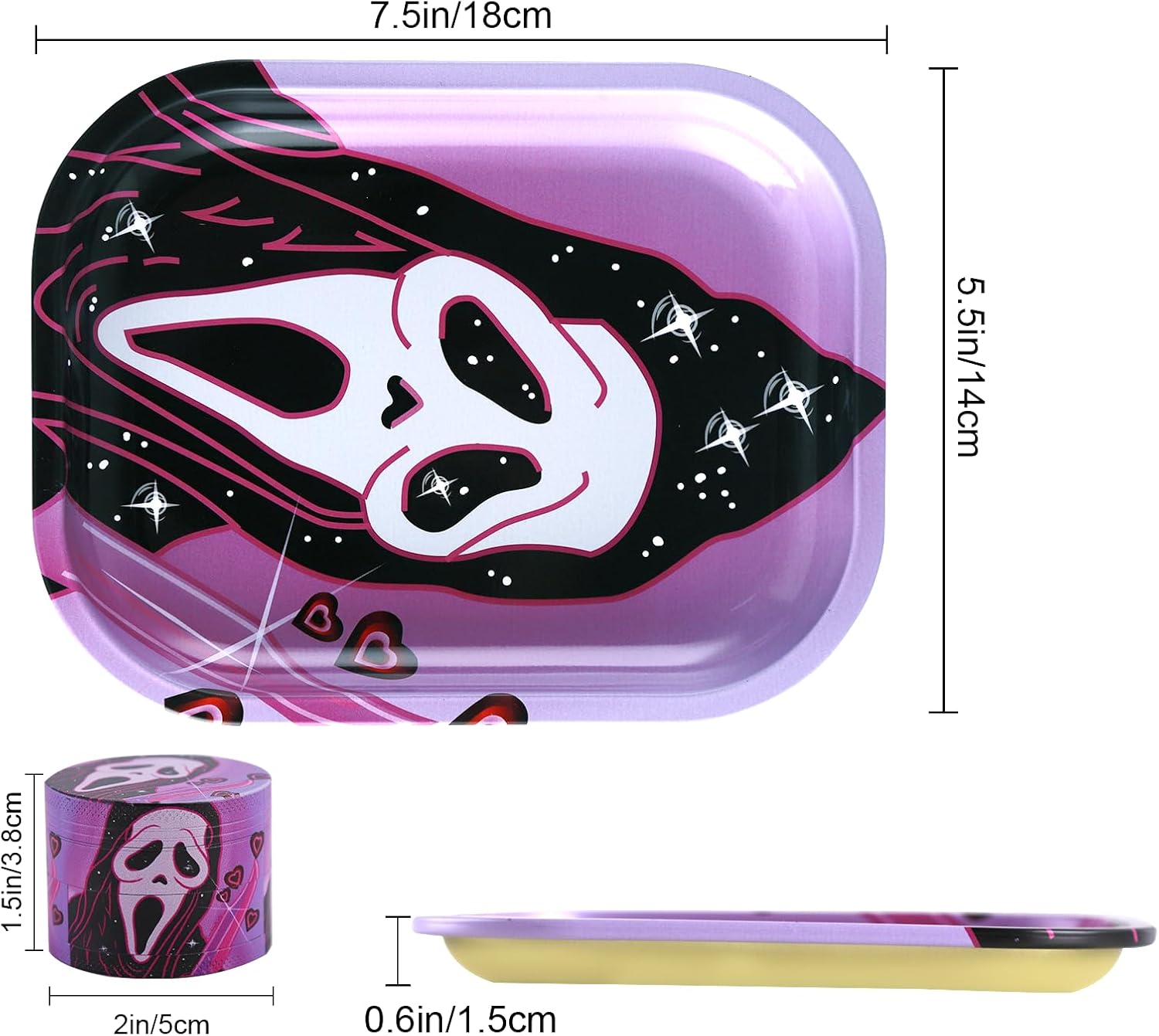 Devil Mask Rolling Tray with One Accessory, Metal Rolling Tray Kit, Ideal for Gifts, Easy to Carry