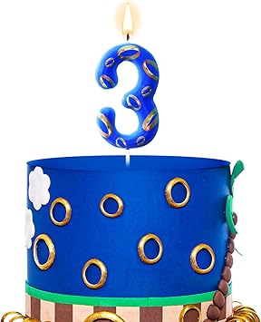 Conelist Number 3 Birthday Cake Candles Blue and Golden Rings Number Candle with Vibrant Designs for Boys & Girls, Theme Birthday Decorations, Cake Toppers for Theme Parties