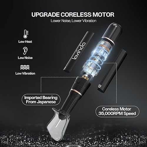 Miniatura 2 de Lavinda Taladro de uñas profesional, kit de taladro eléctrico para uñas de gel acrílico, 35000 rpm, taladro de uñas portátil inalámbrico con