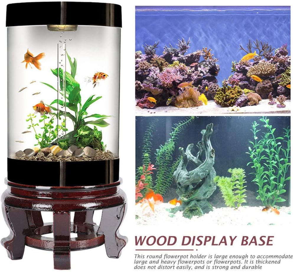 Wood Vase Display Stand, Small Wooden Fishbowl Display Vase Pot Planter Stand, Wooden Stool Plant Indoor 7.8x3.9 Inch Wood for Home Outdoror Garden