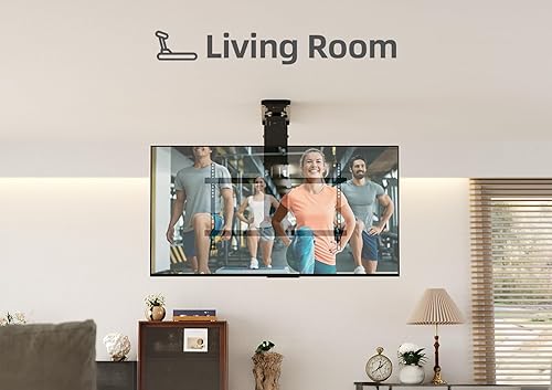 Miniatura 7 de CLAIKS Soporte de techo para TV  Soporte eléctrico motorizado abatible con control remoto, pantallas planas y curvas de 32 a 70 pulgadas, VESA