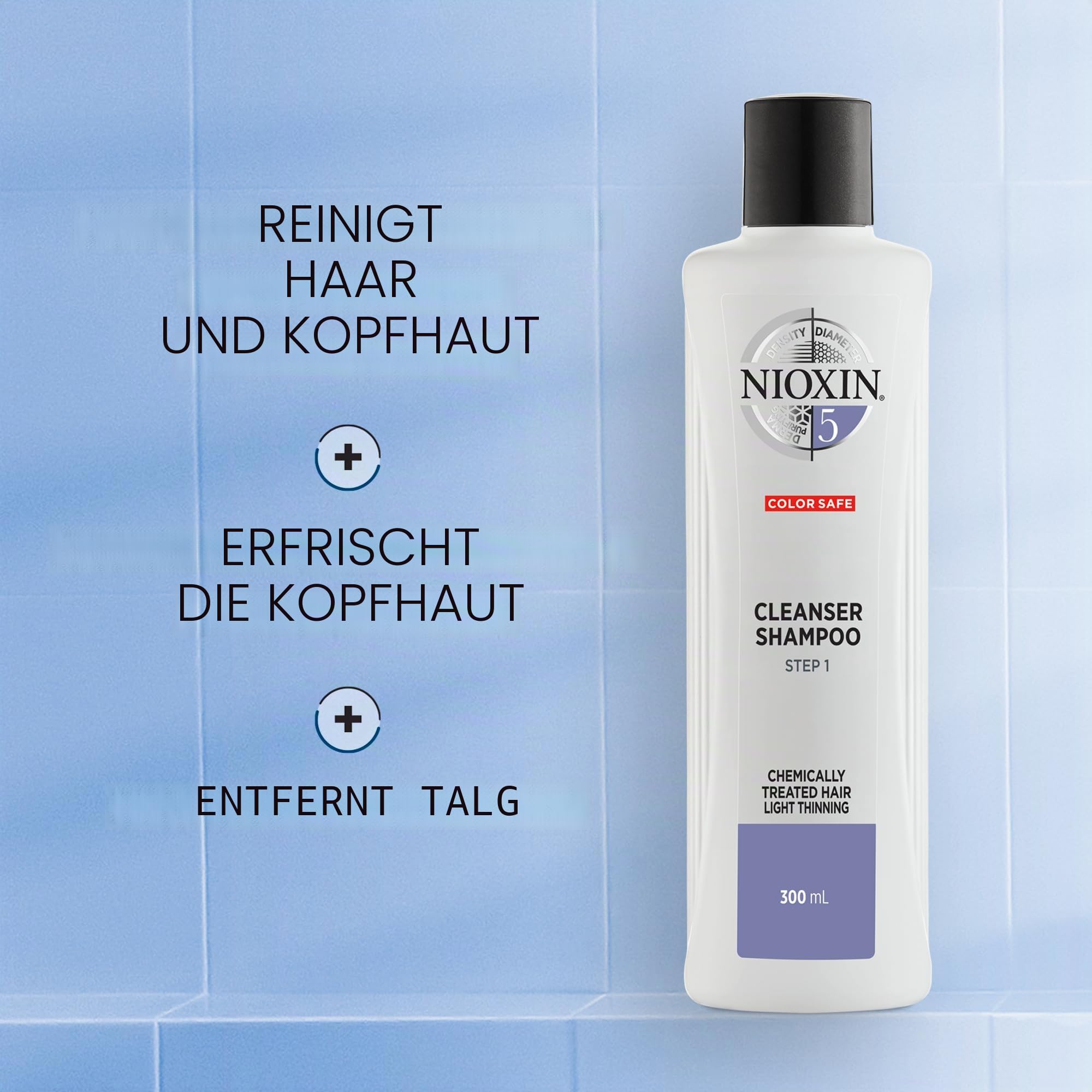 NIOXIN System 5 Cleanser Shampoo (1 L) – Shampoo gegen Haarausfall für chemisch behandeltes, dezent dünner werdendes Haar – Tiefenreinigungsshampoo zur Haarverdichtung