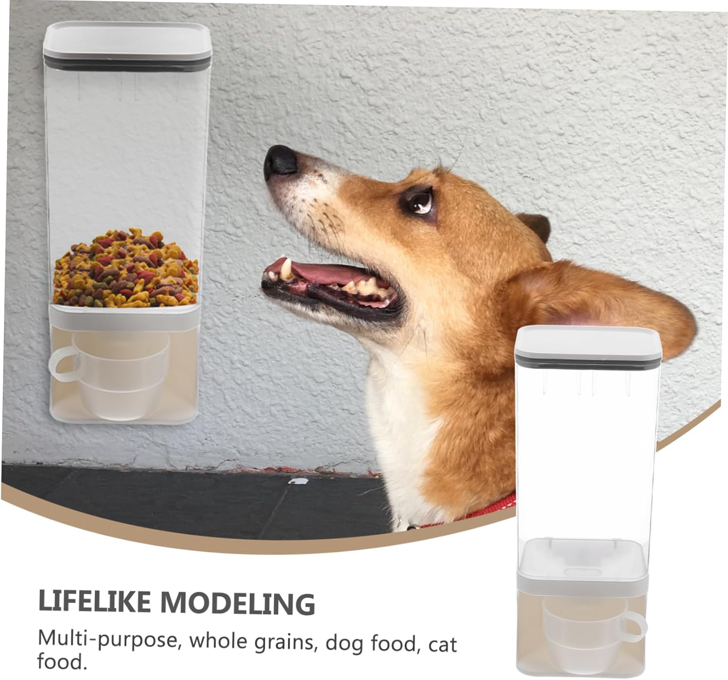 Durable Pet Food Dispenser Wall-mounted Food Storage Bin with Unique Buckle for image 4