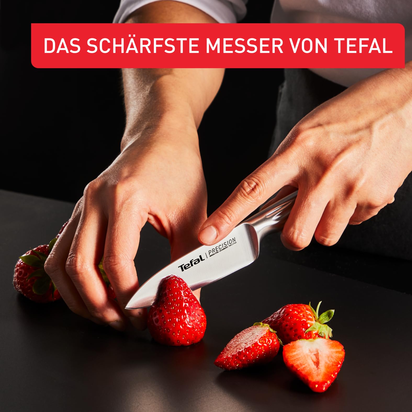 Tefal Precision Schälmesser 9 cm, schärfstes Messer, 22°-Klingenwinkel, Eishärtungstechnologie, Wellenmuster, Edelstahl, K2890124