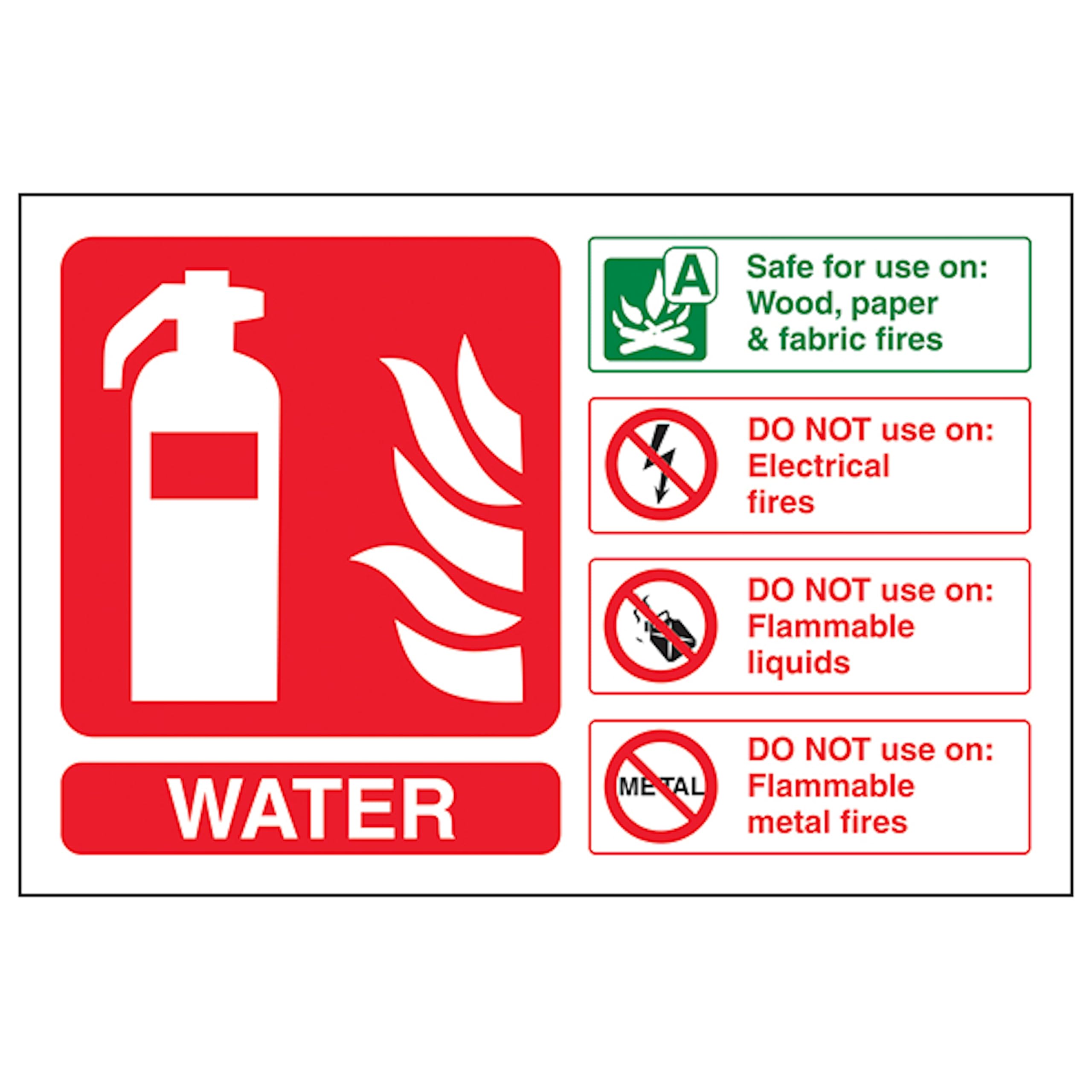 V Safety Water Fire Extinguisher - Landscape 200 x 150 mm - 3mm Aluminium Composite Safety Sign