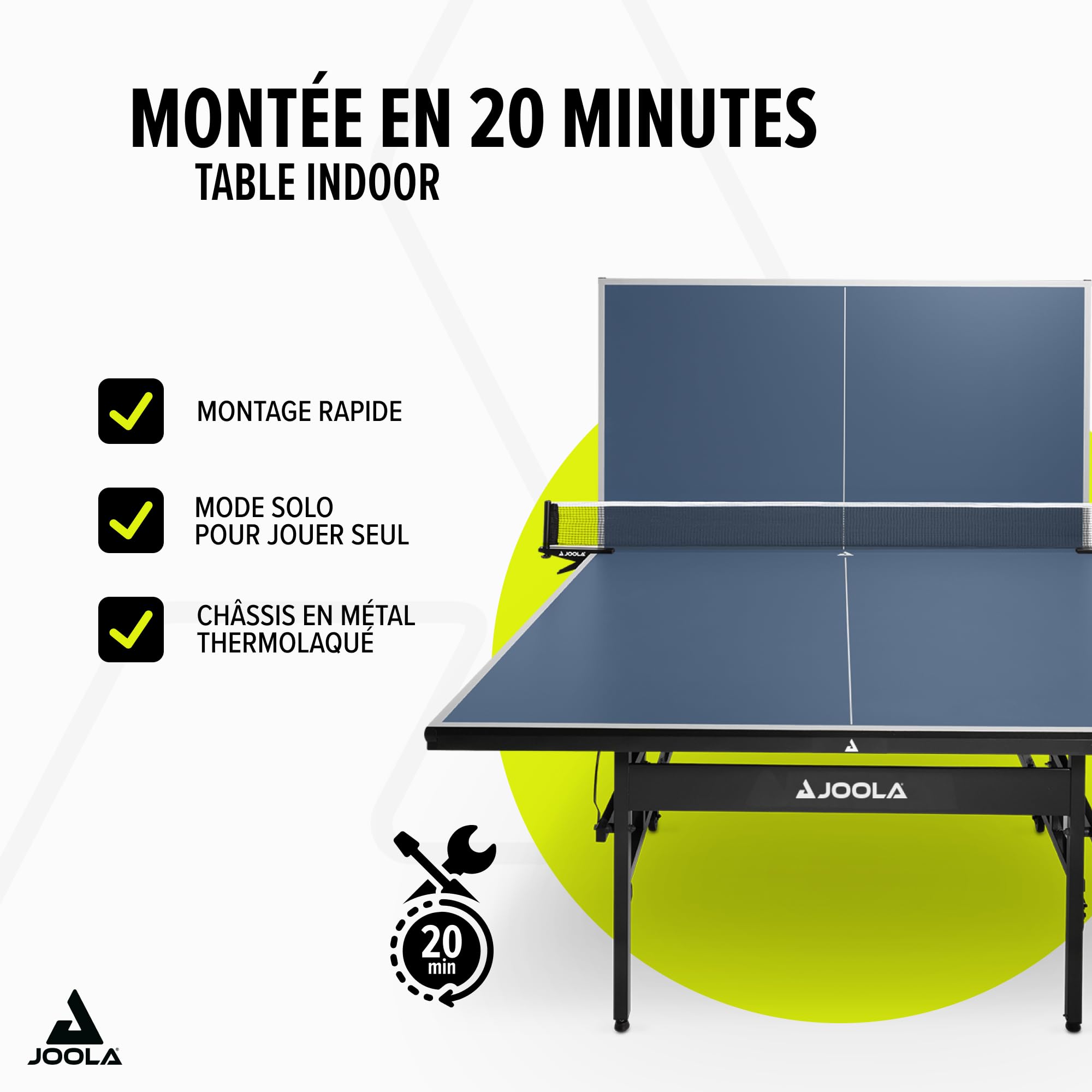 JOOLA Tables de Tennis de Table Inside, Table de ping-Pong d'intérieur, Piètement Pliable - Montage Rapide - Filet Inclus, 274 x 152,5 x 76 cm, Inside 15