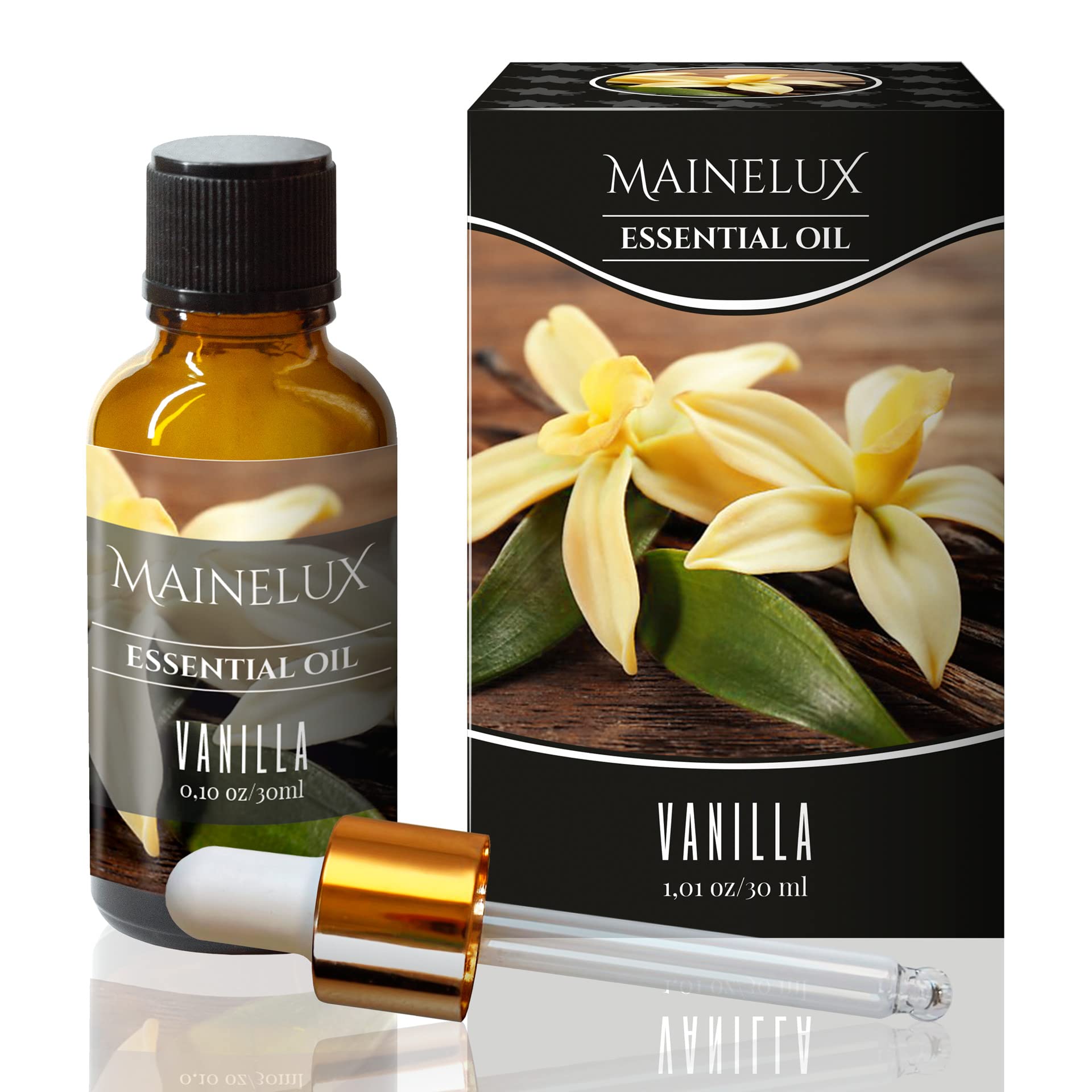 MAINELUX Vainilla Aceites Esenciales para Humidificador Difusor 1 x 30 ml,100% Puro Aceites Esenciales Naturales Aceite Perfumado, Aromaterapia.