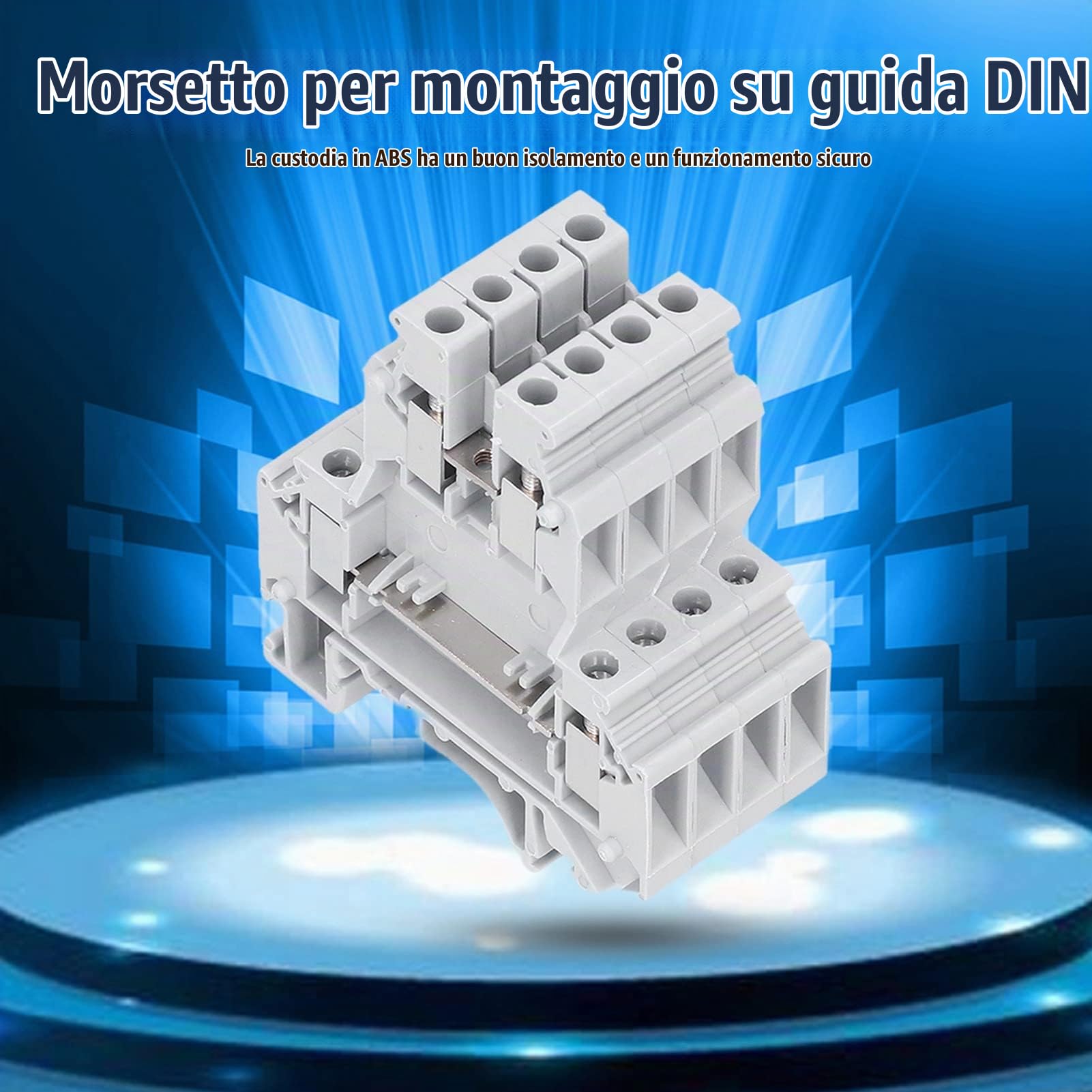 Morsettiera per guida, 100 pezzi 500 V 32 A Terminale per montaggio su guida DIN Morsettiera per cablaggio su guida in rame a doppia fila Blocco UKK-5