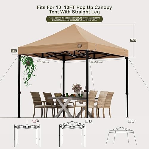 Miniatura 2 de Toldo desplegable de repuesto de 10 x 10, toldo de repuesto de 10 x 10 pies, impermeable, protección UV, cubierta de tienda de campaña para