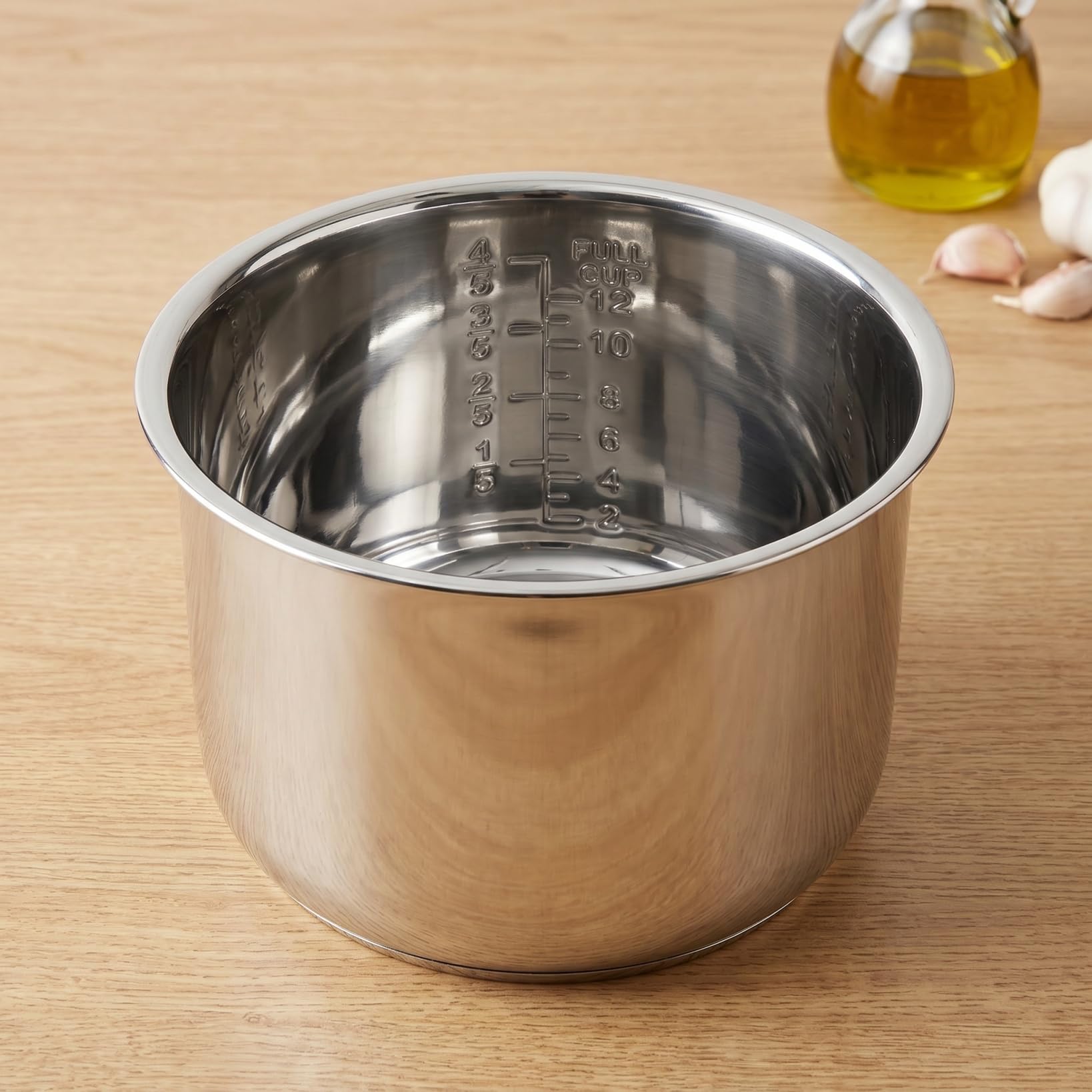 BESPORTBLE Cubeta de Repuesto para Olla Eléctrica de 6 litros, Recipiente de Acero Inoxidable para y Robot de Cocina, Interior Multifuncional, 22cm Diámetro