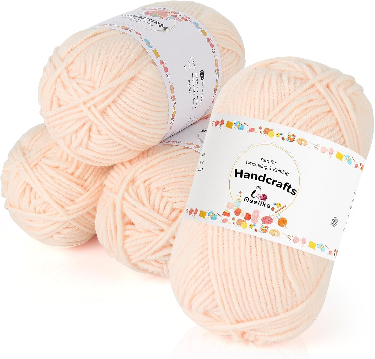 Aeelike 200g(4x50g) Häkelgarn Baumwolle zum Stricken, Langlebige Amigurumi-Set 100% Polyacryl Baumwollgarn, 5Ply Garn zum Häkeln für Socken, Mützen, Schals, Pullover, Puppen