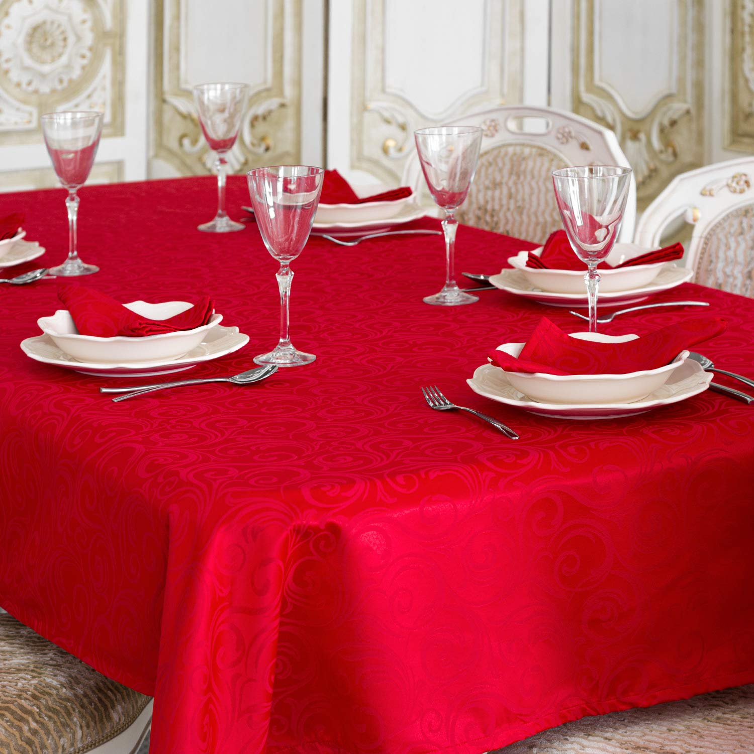 BGEUROPE Mantel - Antimanchas - Rojo - Ref. Lyon - 150cm x 350cm