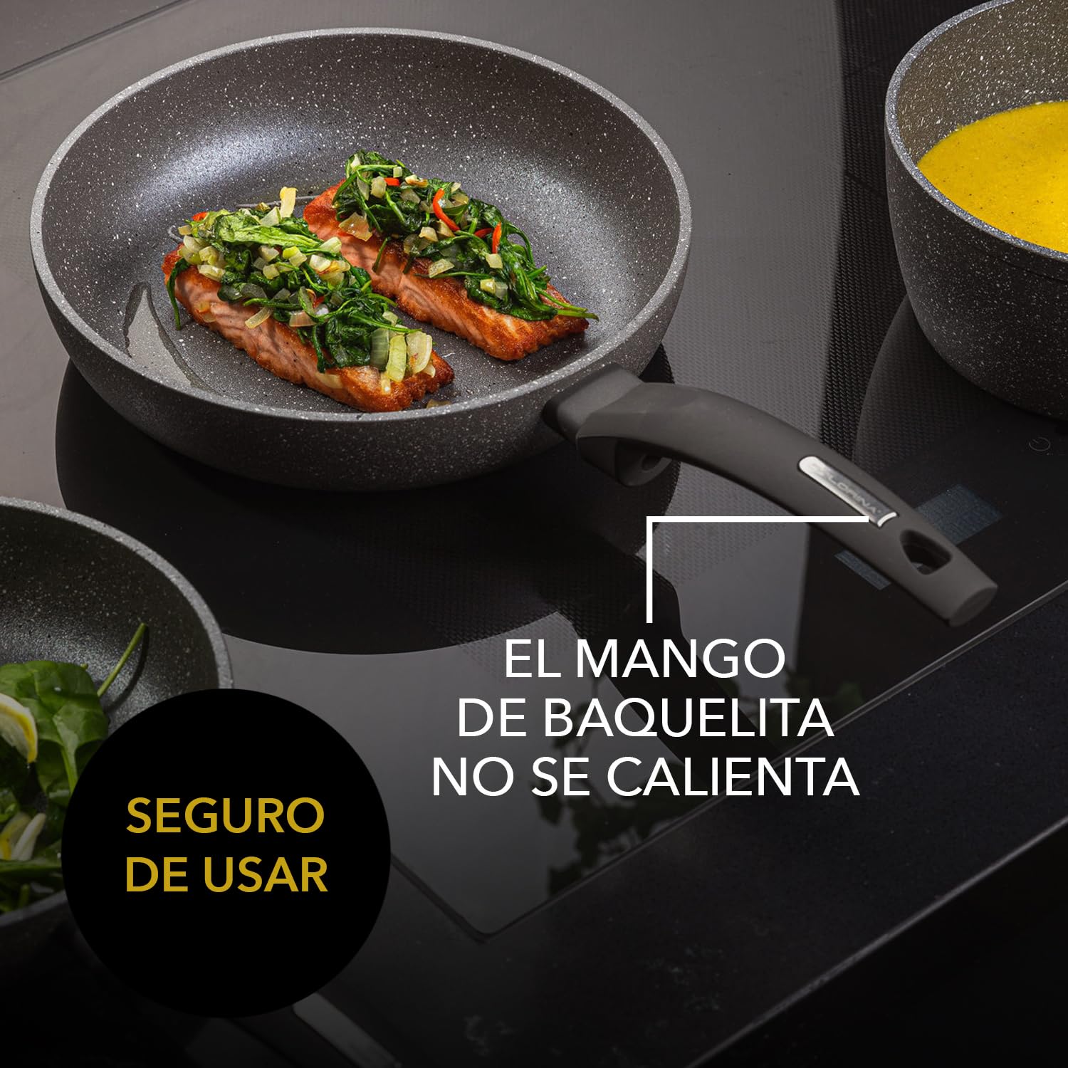 Florina - Sartén de aluminio LAVA STONE | 30 cm de diámetro | Sartén honda | Sartén universal con revestimiento antiadherente | Apta para cocina de inducción, cocina de gas y cocina eléctrica (Gris)
