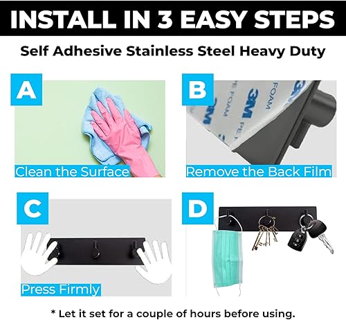 Miniatura 3 de Ganchos para llaves de pared, soporte para llaves para decoración de pared con 3 ganchos para llaves, perchero, colgador de bolso, gancho para