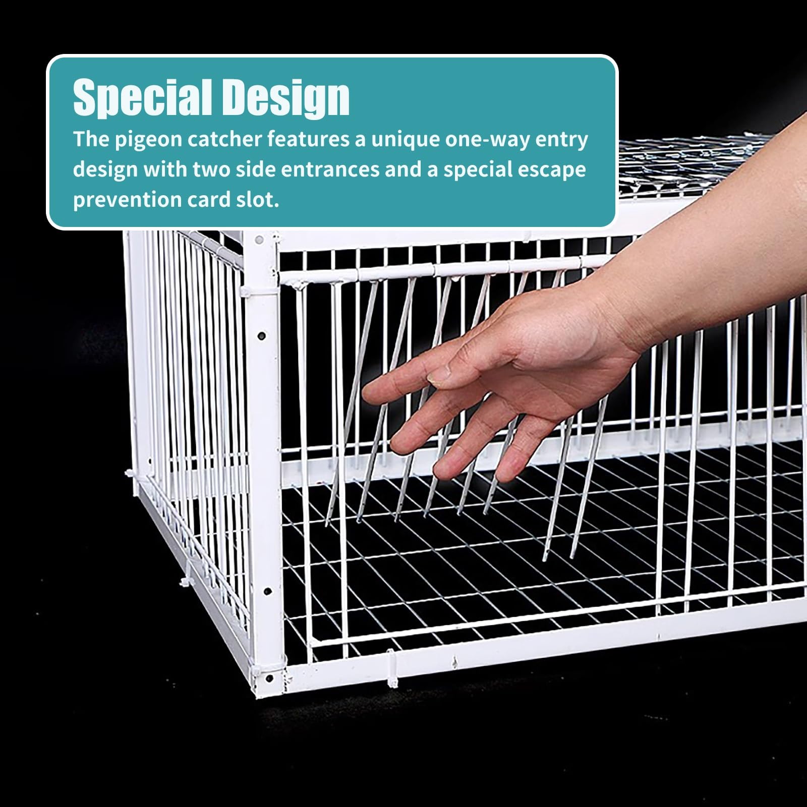 Jaula Trampa para pájaros Jaula Trampa Palomas con Dos entradas unidireccionales Fácil de Montar y Limpiar Trampa para pájaros Trampa para Animales Apto para Todo Tipo de Aves(70x40x26cm)