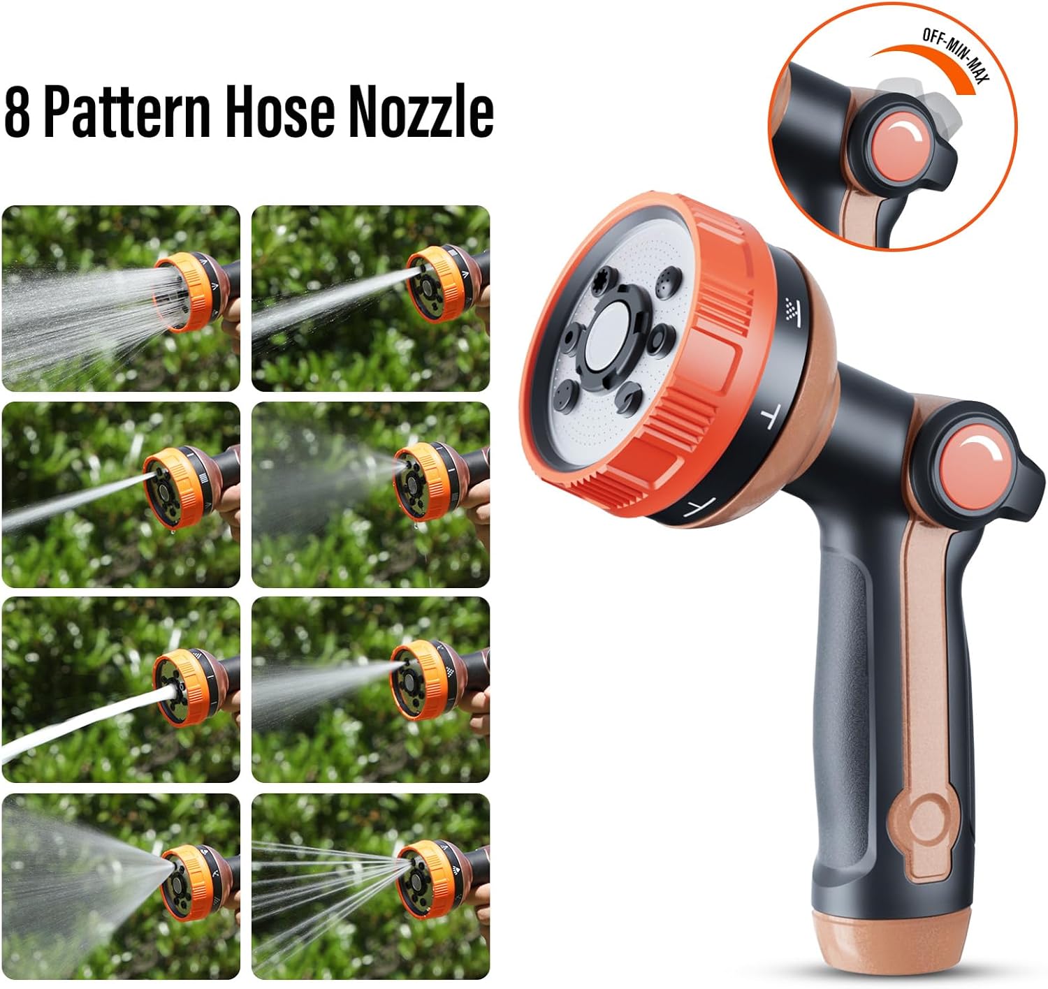 Retractable Garden Hose Reel 1/2 inch x 100ft, Wall Mounted 180° Swivel with Easy-Clean Chamber, Slow Return System, Any-Length Lock & 8-Pattern Heavy Duty Nozzle for Watering, Cleaning