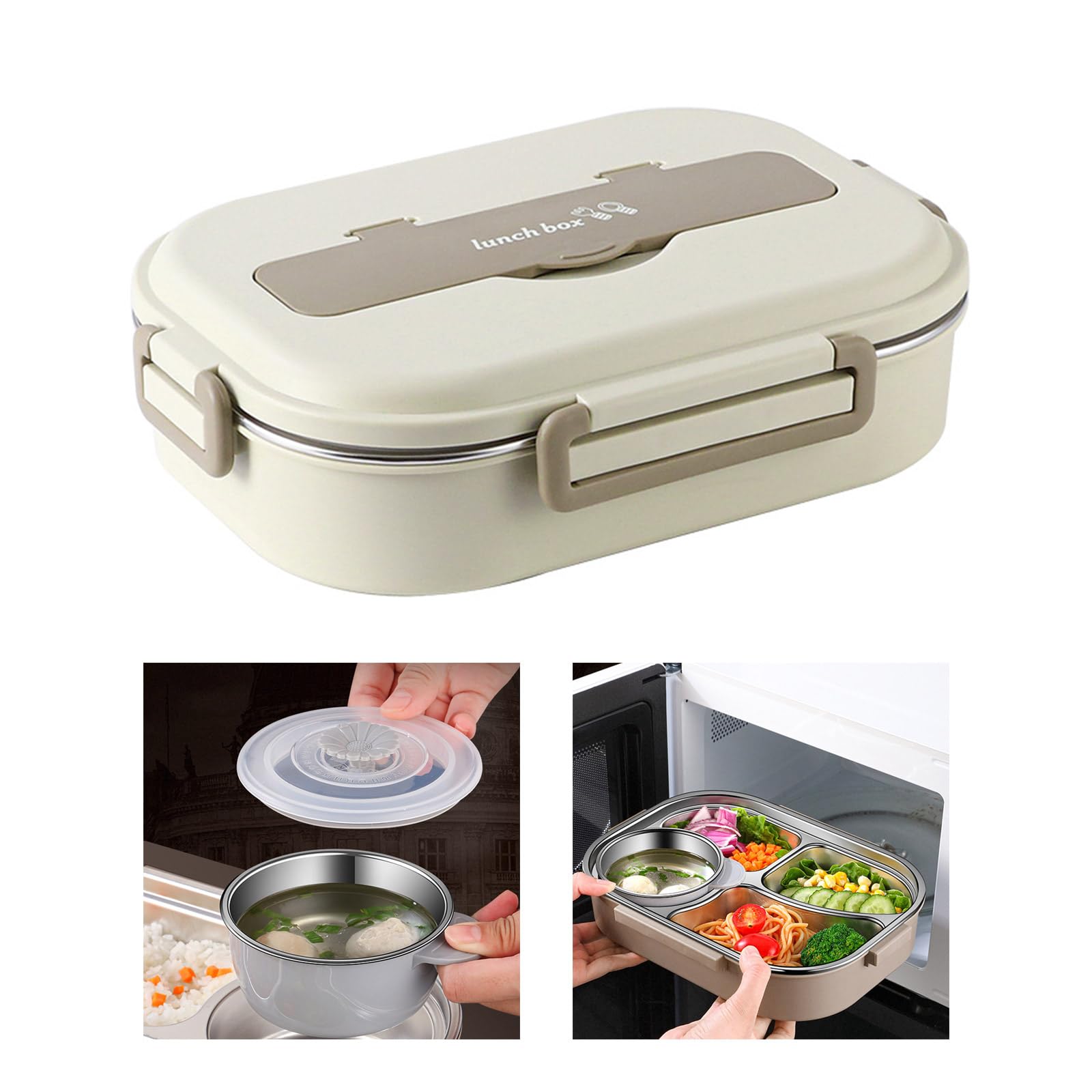 Lonchera Bentos apta para microondas, diseño compartimentado, doble aislamiento, para estudiantes, adultos, actividades al aire libre, pícnics al aire libre, lonchera con utensilios