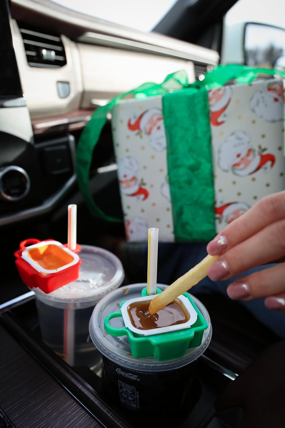 4 Pack Stay Saucy Dipping Sauce Holders for Car – Cup & Straw Mount Clips for Stanley Tumblers – French Fry & Nugget Condiment Clip – Ketchup & Ranch | Made in USA image 2