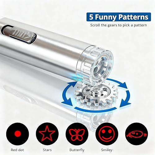 Miniatura 2 de Juguetes para gatos para interiores, pantalla de cantidad eléctrica, recargable por USB, 3 modos de luz, 7 patrones ajustables para juegos de