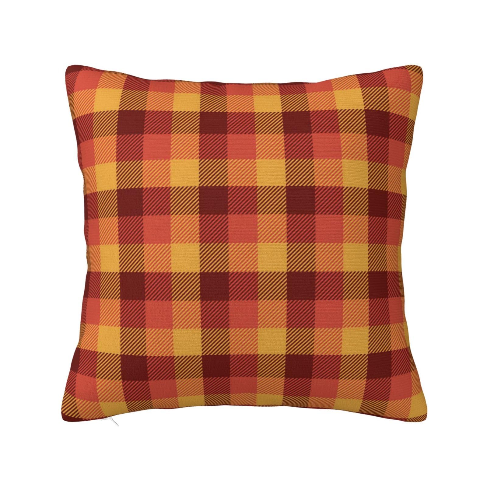 Red and Yellow Plaid Pillowcase 24"x24"