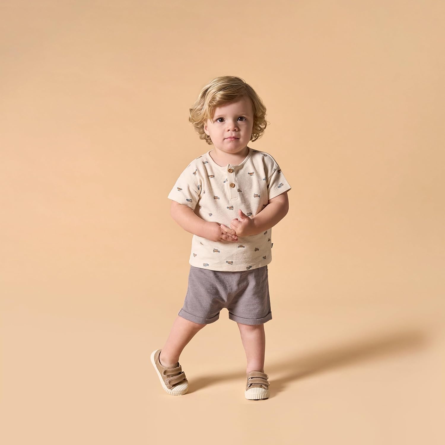 Modern Moments by Gerber baby-boys 2-piece Short-sleeve Henley Shirt and Short Set - Image 5