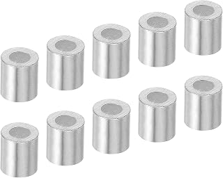 M METERXITY 50 Pack Aluminum Crimping Loop Sleeve Oval - 2mm Wire Rope Fastener Apply for Garden Fence (5x4.5mm)