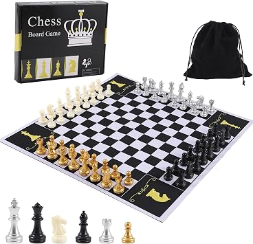 Four Players Chess Board with Mouse Pad Material, Unique Team Game Set 4 Sets, 64 Total for 2-4 Adults