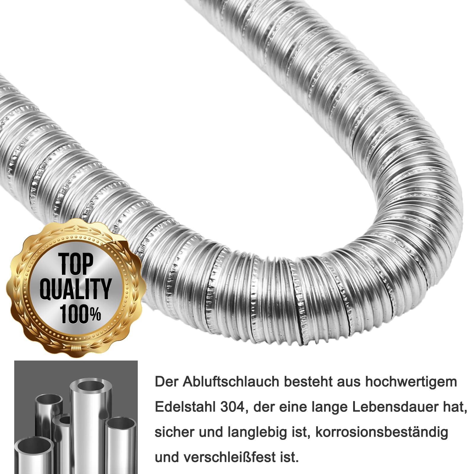 Tubo di scarico per riscaldamento automobilistico a doppio strato, 24 mm, tubo di scarico in acciaio inox, 36061296 90394 con fascette, tubo di scarico per Webasto, Eberspacher e accessori (1 m)