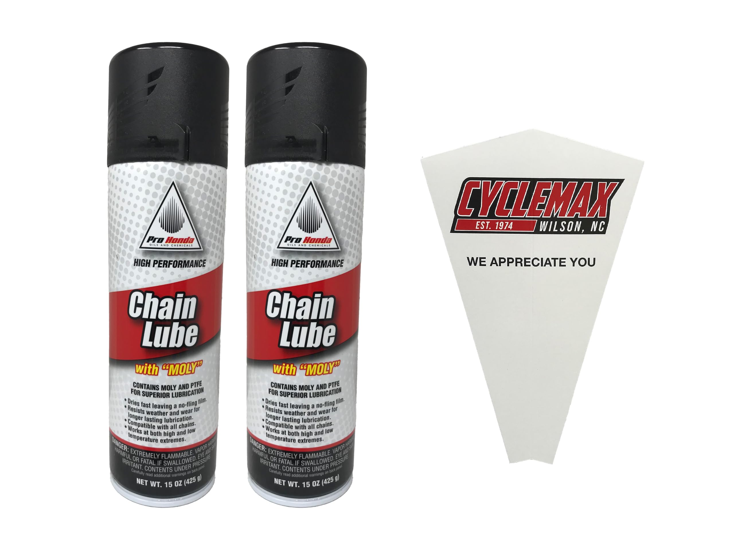 Cyclemax Two Pack compatible with Honda Chain Lube with Moly 08732-CLM00 Contains Two 11oz Cans and a Funnel