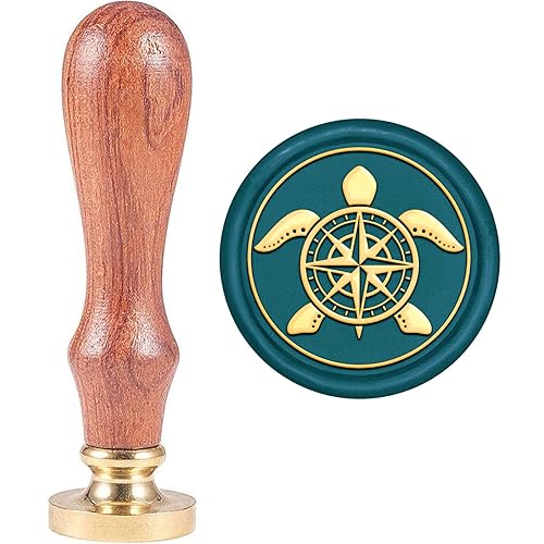 MAYJOYDIY Sello de cera de brújula de tortuga, sello de cera de tortuga marina, sellos de cera de sellado de animales de 1.181 in con cabeza de