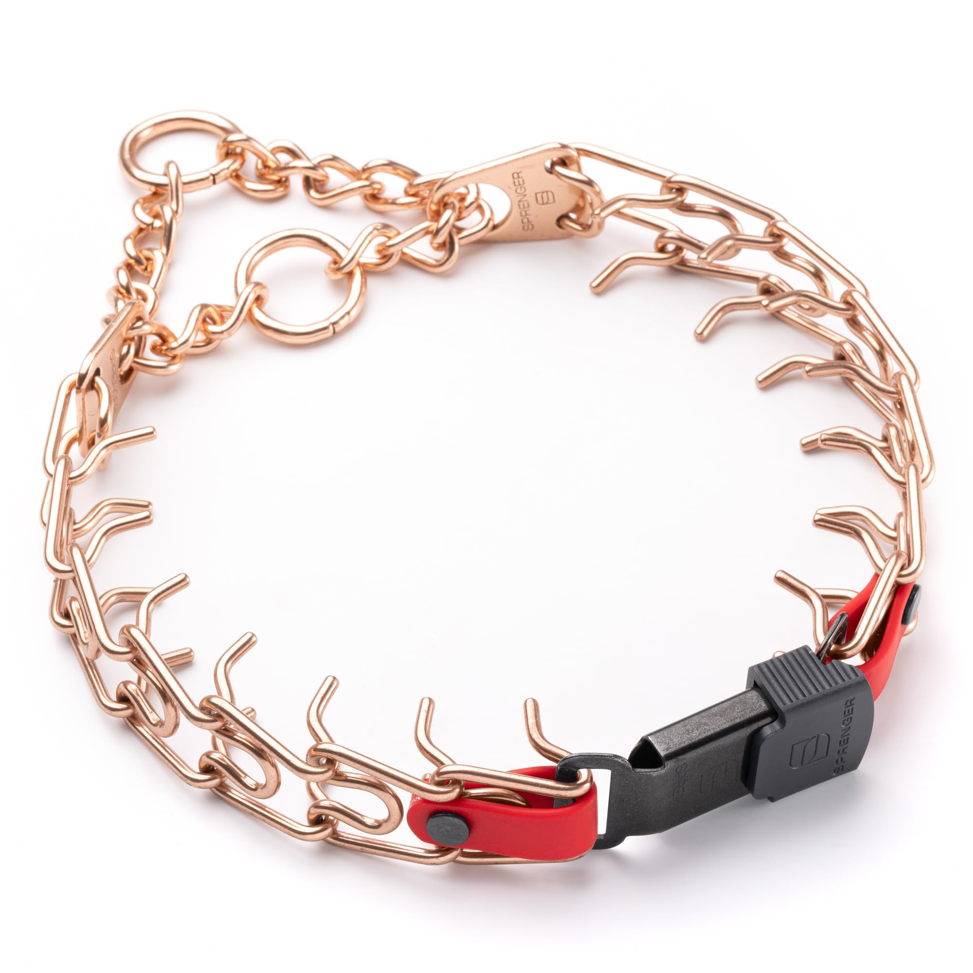 Collier maillons courts Curogan Herm Sprenger 50,8 cm boucle ClicLock et biothane rouge