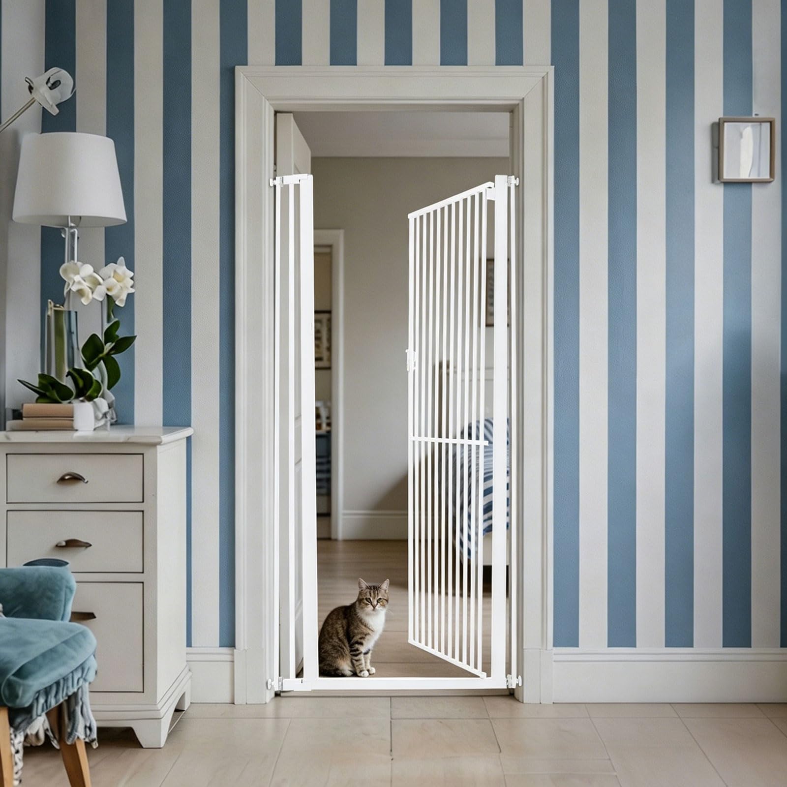 83x6x180cm Türschutzgitter Extra Hoch Absperrgitter, Hundegitter ausziehbar | 83-90cm Verstellbare Breite, Katzentür Gitter für Schlafzimmern, Fluren, Wohnzimmern und Balkonen